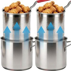 스트레이너 바구니가 있는 주방 튀김기 닭고기 냄비 튀김 프라이어 생선 요리용