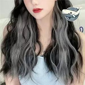 컬러풀 웨이브 헤어피스 붙임머리 스타일링 고급