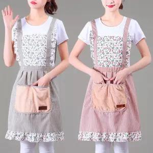 여아 유치원 교사 꽃무늬 프릴 원피스 앞치마