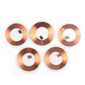 5Pcs 125KHz ID T5577 쓰기 가능 재기록 구리 코일 코인 카드 Keyfob RFID 슬림형 휴대  액세스