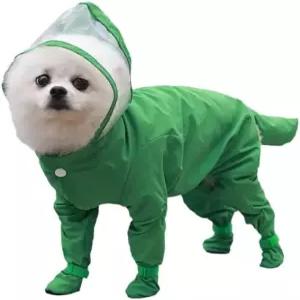 후드가 달린 강아지 비옷 방수 풀커버 반사 레인 재킷 빠르게 건조되는 비 폰초 소형 중형 대형견용 신발