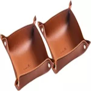 산첸완 가죽 보석 발렛 트레이 여성용 휴대용 현관 테이블 머리맡 나이트스탠드 책상 열쇠 지갑 시계