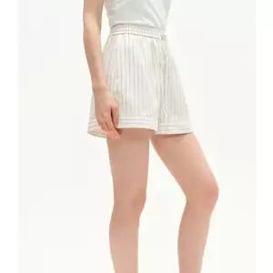 EAMT 여성 잔 스트라이프 리넨 셔츠 반바지 봄슬림핏 3부 바지 YJ1