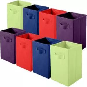 쉘킹덤 보관함 접이식 패브릭 보관 큐브 및 옷장 장난감용 천 정리 서랍 8팩레드+다크 블루+퍼플+그린