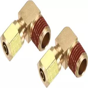 메카닉시 황동 팔꿈치 압박 튜브 피팅 1/4NPT x 1/4 OD 90도 커플링 어댑터 2팩