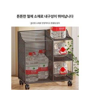 스텐빨래바구니3단 빨래 이동식 세탁 철제 블랙