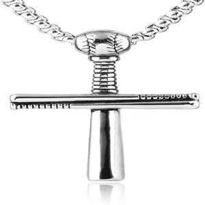HZMAN 야구 크로스 스포츠 펜던트 스테인리스 스틸 배트 목걸이 크고 작은