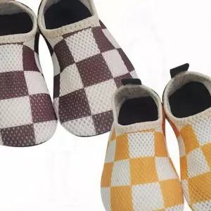 유아 아쿠아슈즈 체크 패턴 어린이 물놀이 해변 수영장