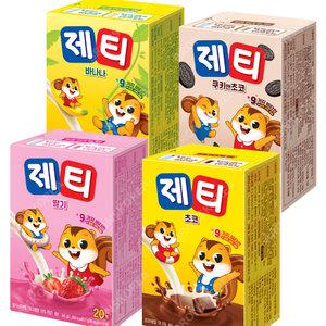 동서 제티 20T 딸기 바나나 쿠키앤쵸코 마시멜로 간식류 일회용 우유 초코빨대