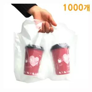 비닐 캐리어 2구 테이크아웃컵캐리어 1000개 / 박스