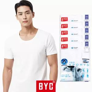 BYC 남성 반팔 런닝 세트 5매 에어로쉬 쿨 기능성 남자 티 셔츠 여름 BYA1118S