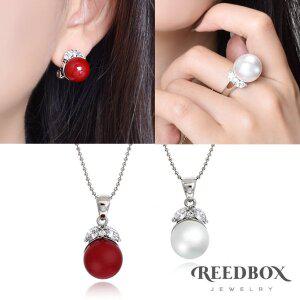 [리드박스]혼주반지 귀걸이 목걸이 잎새진주 산호 주얼리 세트