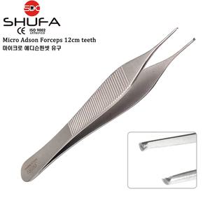 슈파 마이크로 에디슨핀셋 유구(teeth) 12cm (팁0.6mm 정밀미세포셉/ 아드슨포셉 /Micro Adson Forceps)