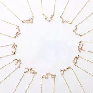 [미니아트]14K 골드 심플 큐빅 별자리 데일리 금 목걸이_42cm