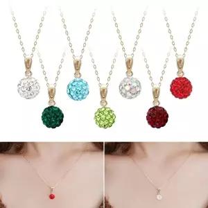 [미니아트]큐빅 볼 펜던트 14K 골드 금 체인 목걸이_ 45cm