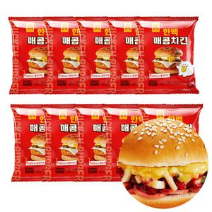 한맥 매콤 치킨 햄버거 10봉 편의점 매점빵 간편