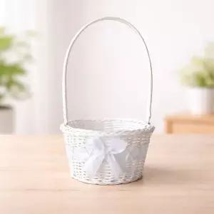 L 미니 PP 리본 손잡이 바구니 화이트 ( 부활절 달걀 계란바구니 할로윈 사탕 떡포장 꽃바구니 )