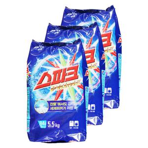 애경 스파크 세탁세제 프라임 가루세제 5.5kg 3개 분말 빨래