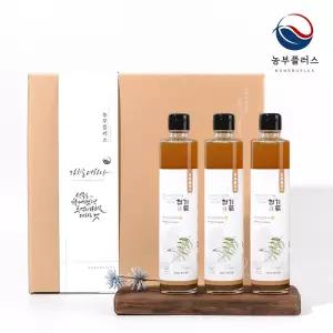 농부플러스 국산 저온착유 참기름 300ml 3병 선물세트