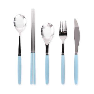 한스푼 포이에마 컬러 1인 혼밥세트 (숟가락 + 젓가락 + 디너스푼 + 디너포크 + 디너나이프) 블루(BL), 1개