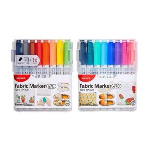 모나미 패브릭 마카 470 A세트 16색 염색 마커 옷 천 캔버스 가방 에코백 꾸미기
