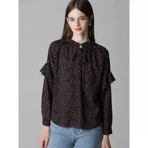 [하프클럽/리스트]궁전 플라워 프린트 러플 블라우스 (택가격 128000원)