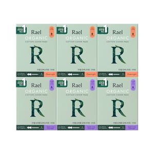 [라엘] 유기농 순면커버 생리대 오버나이트 6팩 (오버나이트/슈퍼롱)