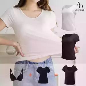 1+1 투인원 스포츠브라 티셔츠 캡내장 노브라 반팔티