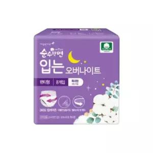 깨끗한나라 순수한면 입는오버나이트 특대형 생리대 8P