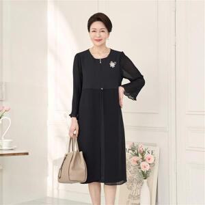 [엄마옷 로즈맘] 슈이지퍼쉬폰원피스/중년여성의류 중년여성옷 5060 엄마원피스