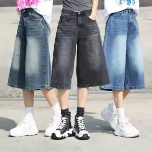 동대문스타일 여자 청반바지 빈티지 워싱 7부 8부 버뮤다 데님 레트로 빅사이즈 여성 반바지 MD8129_1