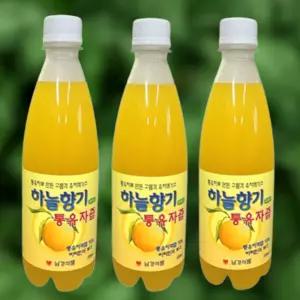 하늘향기 통유자즙 500ml x 3병 유기농 껍질째 갈아만든 유자과즙 유자액 유기농 유자청