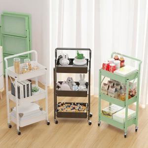 무조립 접이식 트롤리 3단 이동식 틈새 선반 왜건 카트 미용실 기저귀정리함 슬림 서랍 손잡이 서빙카트