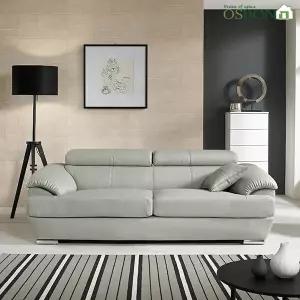 [오스본가구] 라티나 구스다운 헤드레스트 3인용 가죽소파 (스툴미포함)