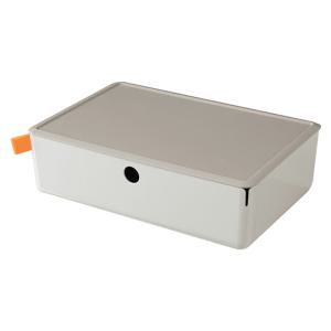 델리 Xdomo 서랍형 슬라이드 직사각 수납함, 중형, 라이트그레이, 1개