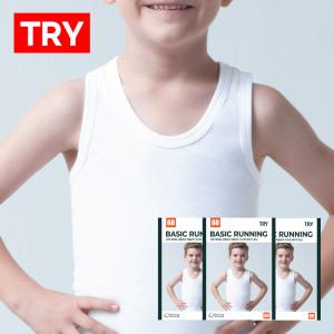 3매 트라이 면100% 아동 런닝 남아 소아 주니어 순면 아동속옷 남자 아이 민소매 메리야스 TRY TBRSA01