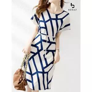 [하프클럽/베나프]시에 패턴 반팔원피스_BI2OP018