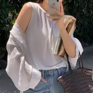 핫핑 [부유방커버] 크밍 레이온스판 슬리브리스 나시