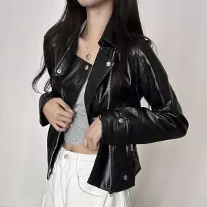 ONM 여자 간절기 데일리 룩 가죽 잠바 블랙 라이더 자켓