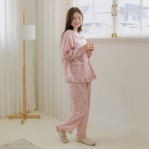 [기타]찌니야 국내제작 여성잠옷 럭키 40수 순면 긴팔상하세트