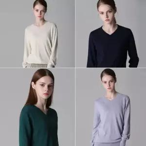 르오트 실크 코튼모달 V넥니트