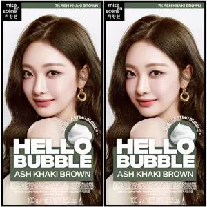 미쟝센 헬로버블 7K애쉬카키브라운 x2개 염색약 은은한 카키빛