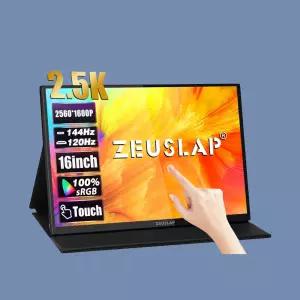 제우스랩 휴대용 모니터 P16KT 고화질 2.5K QHD 포터블 터치 모니터 40.6cm(16인치)