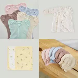 [아이숲] 신생아 용품 출산선물 편면 이월 배냇저고리/슈트/가운/속싸개/손싸개