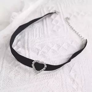 하트 블랙 벨벳 초커 목걸이 무대의상-WFFMTO3