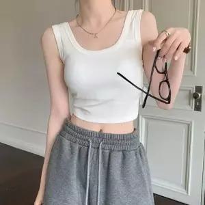 ONM 여자 데일리 스타일 무지 크롭 나시티 고품질 이너 민