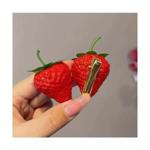 야채 딸기 스트로베리 집게 특이한 과일 헤어 머리핀 반려견 강아지 인싸템 우정템 체육대회 단체 사진 소