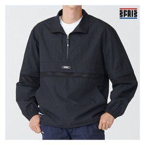 스프리스 남성 3단 배색 아노락 점퍼 블랙