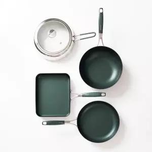[2025NEW.통3중.IH인덕션 가능] 알레보 디 엣지 프라이팬 리뉴얼 세트(26팬+26웍+사각팬+스텐돔+유리뚜껑)