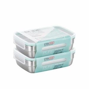 스텐락 국산 스텐밀폐용기 퓨어 직사각 6-1호 2p세트 1000ml